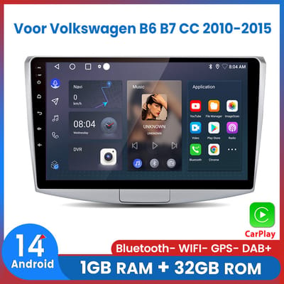 Awesafe Autoradio - Geschikt Voor Volkswagen B6 B7 CC 2010 t/m 2015 - Apple Carplay & Android Auto (Draadloos) - Android 14.0 - 1+32GB - Touchscreen - GPS Navigatiesysteem - 2010 2011 2012 2013 2014 2015