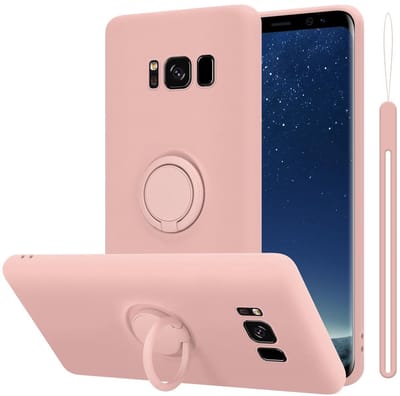 Cadorabo Hoesje geschikt voor Samsung Galaxy S8 in LIQUID ROZE - Beschermhoes van flexibel TPU silicone Case Cover met ring