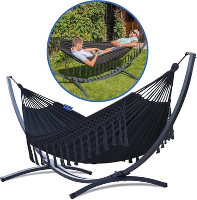 Hangmat met Standaard voor 2 Personen – Stabiel en Stevig Metaal – XXL Comfortabel Design – Geschikt tot 220 kg