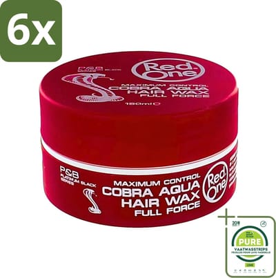 Red One - Haarwax - Cobra Aqua - Maximale Controle - Voor Krachtige Hold & Glans - 150 ml - Voordeelverpakking - 6 stuks - Haarwax - Styling wax