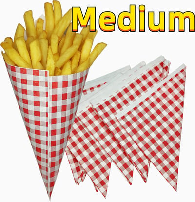 Rainbecom - 100 stuks - 17 x 17 x 23 cm - Frietszak - Patatzak - Puntzakken - Frietszakjes - Papieren Frietzak - Medium