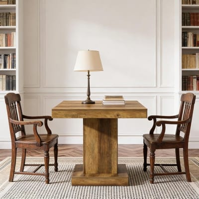 Rustic Farm Square Eettafel 80x80 cm – Ruimtebesparende Keukentafel voor 1-4 Personen, Landelijke MDF Tafel in Bruin, Multifunctionele Werk- en Eettafel 80 x 80 x 75 cm
