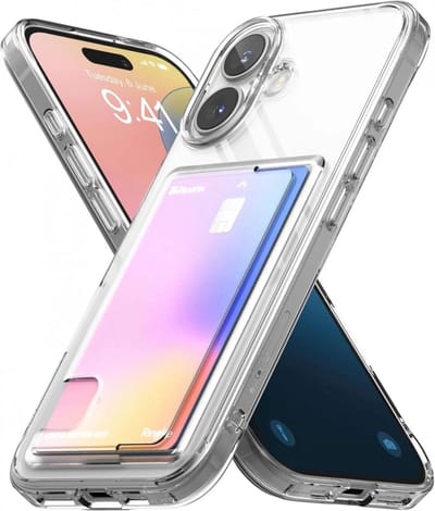 Ringke Fusion Card | Hoesje Geschikt voor Apple iPhone 16 | Back Cover met Kaarthouder voor Pasjes | Transparant