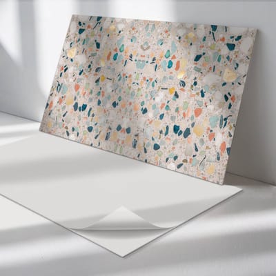 Wallfluent Vinyl Wandpaneel - Patroon met veel stenen Zelfklevende Wandbekleding - 100 cm x 50 cm - Beige Vinyl Wandpaneel - 1 stuk - Rechthoekig Wandbekleding Vinyl - Texturen Wandpaneel - Wandpaneel PVC - Wandpaneel Keuken en Badkamer