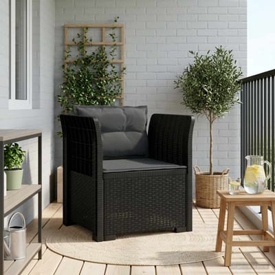 vidaXL - Eén-zits - Fauteuil - met - Kussens - Rieten - Look - PP - Antraciet