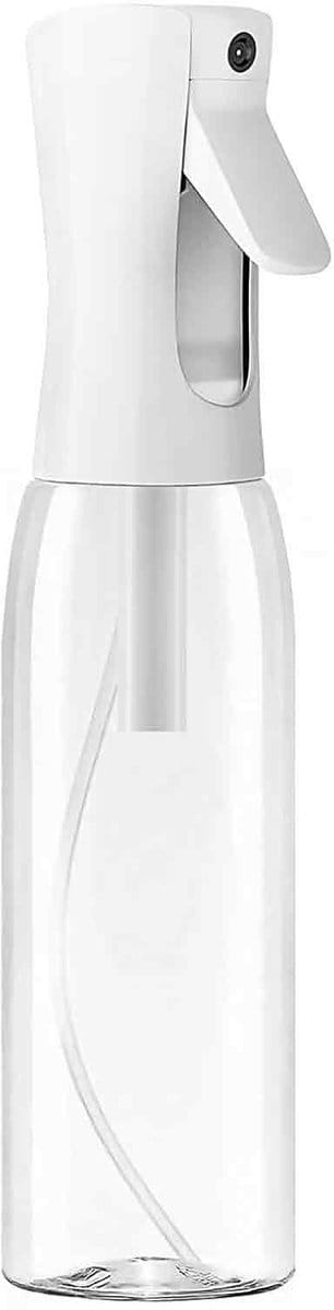 Vernevelingsfles - Continuous Spray Bottle - Superfijne Mist - Herbruikbare Plastic Fles - Voor Gezicht, Planten & Schoonmaak - Witte Kop + Transparante Fles - 10 oz (300 ml)-1 Stuk