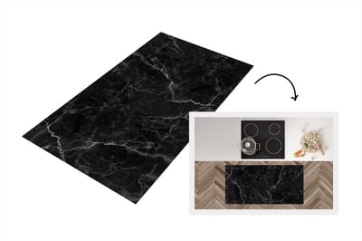 Keukenloper - Loper keuken - Marmer - Zwart - Lijn - 120x60 cm - Keukenloper vinyl