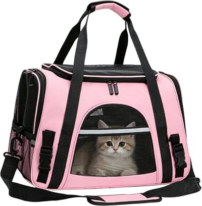 Huisdierendrager Kat - Draagdoek Kattendrager - Reizen met Huisdier - Verbeterde Luchtstroom - 46 x 20 x 1 cm - Roze