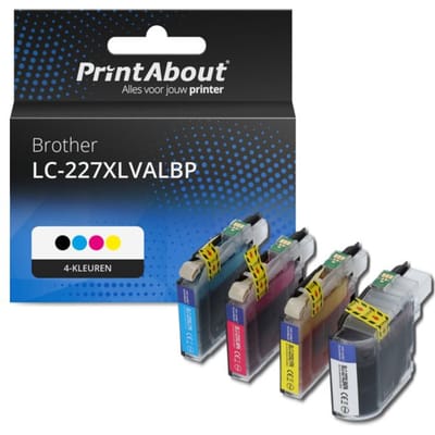 PrintAbout huismerk Inktcartridge LC-227XLVALBP 4-kleuren Multipack Hoge capaciteit Geschikt voor Brother