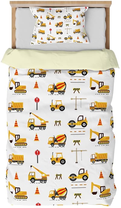 Unyqoos® Levendig Kinderbeddengoed Set met Tractors en Voertuigen Motief voor Slaapcomfort