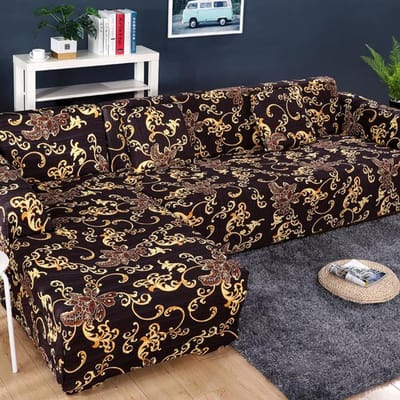 Bloemen Bankhoes L-vormige Bankhoezen Voor Woonkamer Bankbeschermer Stofdicht Elastische Stretch Hoezen Voor Hoekbankhoes 1-Seat 90-140cm 1PC