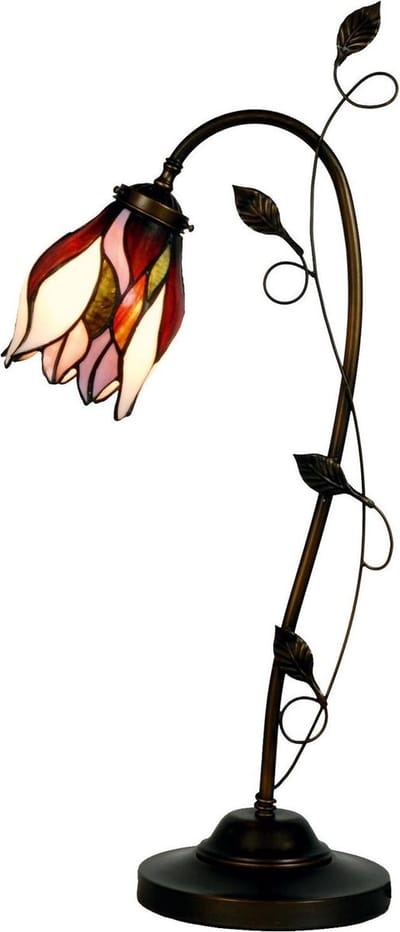Lumilamp Bureaulamp Bankierslamp Tiffany 34x24x72 cm Beige Bruin Glas Tulpen