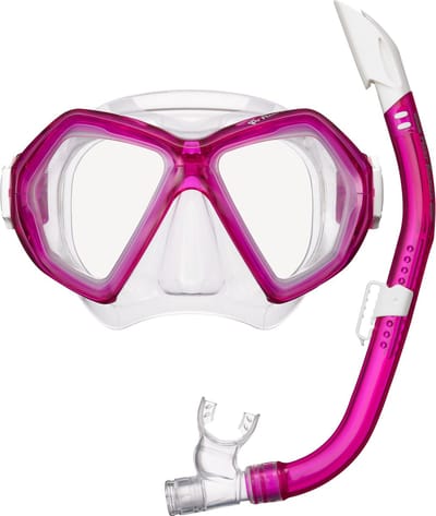 ReefTourer Snorkelset - Roze - Premium siliconen duikbril met snorkel, gehard glas snorkelmasker twee vensters - RC-0107-BP