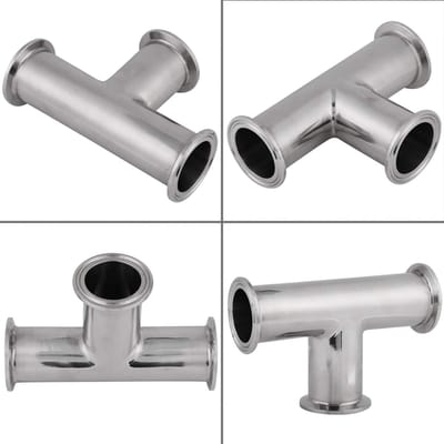 Dailygoods- Klem T-stuk 3-weg - Roestvrij Staal 304 - 38 mm Diameter - Sanitair Fitting - Corrosiebestendig - 90 Graden Aftakking - Sanitaire Fitting