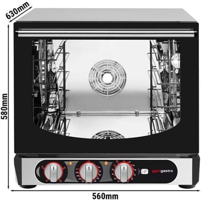 GGM Gastro Heißluftofen KOMPAKT mit Dampf- & Grillfunktion - Manuell - inkl. 4 Bleche 450x340mm Zwart