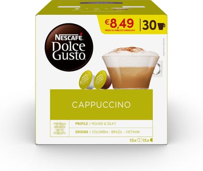NescafÃ© Dolce Gusto Cappuccino, Koffiecapsule, Cappuccino, Dolce Gusto, 15 kopjes, Zwart, Groen, Wit, NescafÃ©