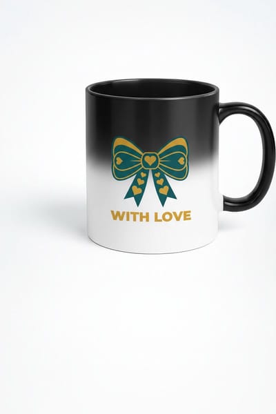 Magische Mok 'With Love' Strik en Hartjes Design - Warmtegevoelig Cadeau