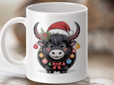 Mok Kerst Yak Mok, Feestelijke Koeienmok, Schattige Dierenmok, Vakantie Koffiemok, Unieke Kerstcadeau, Nieuwjaarsmok