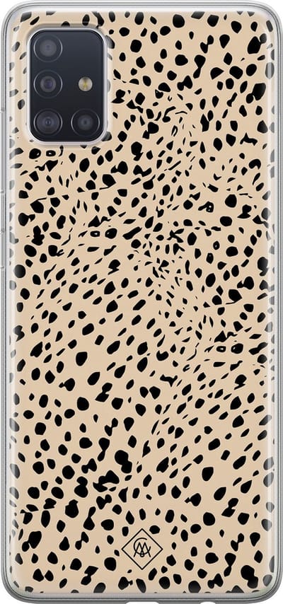 Casimoda® hoesje - Geschikt voor Samsung A51 - Stippen bruin abstract - Backcover - Siliconen/TPU - Bruin/beige