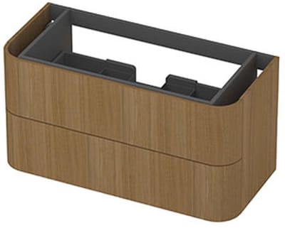 INK - Afgeronde Onderkast Fineer 2 Laden Softclose Tbv Grepen - 1000x450x520 Mm - Light Veneer