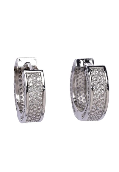 AVANT-GARDE PARIS Oorbellen - Hoops - Elegante Zilver - Rhodium Plated - Sprankelende Steentjes - Perfect voor Elke Gelegenheid