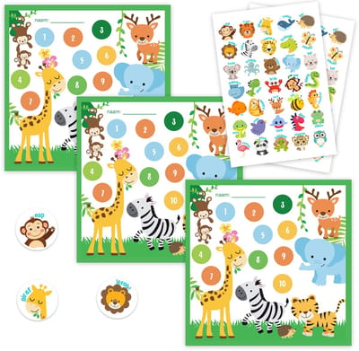 Beloningssysteem Jungle - 3 Beloningskaarten & 70 Stickers - Zindelijkheidstraining