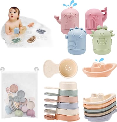 16-delige Bad Speelgoed Set met Spuitdieren, Boten en Badlepels voor Kinderen, Perfect voor Bad, Zwembad en Speelplezier voor Jongens en Meisjes van 3 Jaar en Oudere