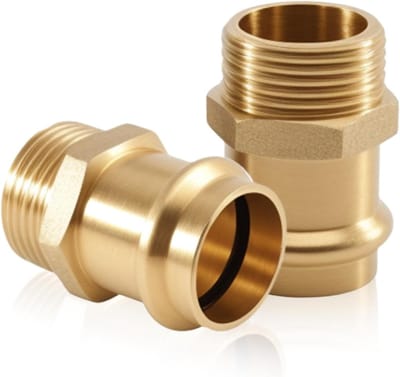 SnelShoppen - 2 stuks koperen overgangsperfitting 22 mm x 1/2" AG, hoogwaardige persfitting voor drinkwater en verwarmingsinstallatie, mofkoppeling vo