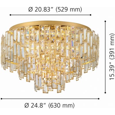 Stars of Light plafondlamp Calmeilles messing Ø 63 cm glas