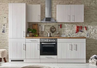 Goedkope keuken 270  cm - complete keuken met apparatuur Anton  - Wit/Wit - soft close - keramische kookplaat    - afzuigkap - oven    - spoelbak