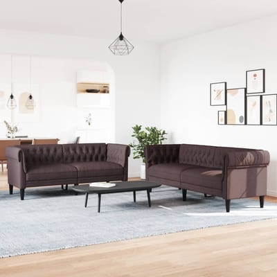 vidaXL - 2-delige - Loungeset - stof - donkerbruin