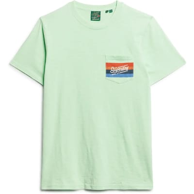 Superdry CALI STRIPED LOGO T SHIRT Heren - Groen - Maat S