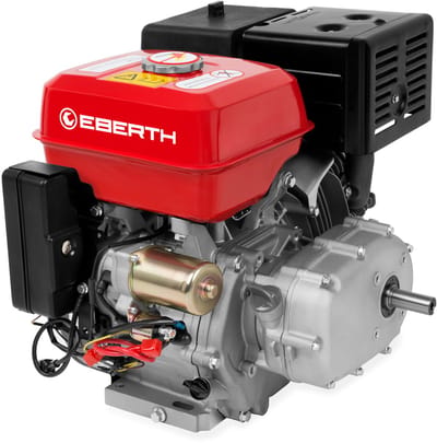 EBERTH 13 PS 9,56 kW benzinemotor, stationaire motor, kartmotor, aandrijfmotor met oliebadkoppeling, as met een diameter van 22 mm, elektrische start, 17 Ah 12 V-accu, olieniveaubeveiliging, 4-takt, 1 cilinder, cilinderinhoud 389 ccm, luchtgekoeld