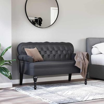 vidaXL - Chesterfield - Bank - Zwart - 119,5 - x - 64,5 - x - 75 - cm - Kunstleer