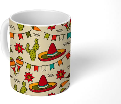 Mok - Koffiemok - Mexico - Cactus - Patronen - Mokken - 350 ML - Beker - Koffiemokken - Theemok