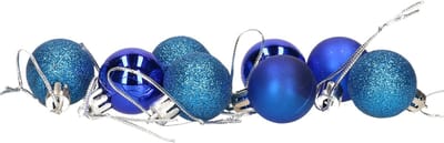 Gerim Kerstballen - 8 stuks - blauw - kunststof - mat/glans/glitter - D3 cm