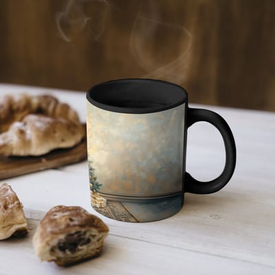 Magische Mok - Foto op Warmte Mokken - Koffiemok - Kerstboom - Cadeaus - Goud - Magic Mok - Beker - 350 ML - Theemok