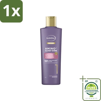 1 x Andrélon – Shampoo – Pro Care Amino+ Glossy Shine – 250 ml - Glans Haar - Zachtheid Haar - Stralend Haar - Gezond Haar - Stug Haar