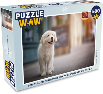 Puzzel Een Golden Retriever puppy lopend op de stoep - Legpuzzel - Puzzel 500 stukjes