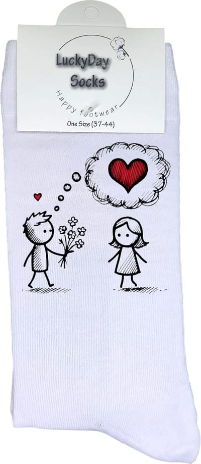 Valentijn sokken - Valentijn Cadeau - Grappige sokken - Leuke sokken - Hem Haar sokken - Vrolijke sokken - Bloemen - Verliefd - Vaderdag - Moederdag - Verjaardag cadeau - Kerst cadeau - Leuk Cadeau - Speciaal cadeau - Sokken maken Happy - Maat 37-44