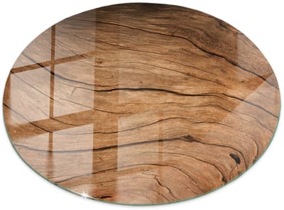 Tulup Tafelblad Glas - Natuurlijk Houtpatroon Veiligheidsglas - 70 cm - Bruin Gehard Glas - Rond Tafelblad Glas - Glazen Tafelblad voor de Woonkamer - Glazen Plaat