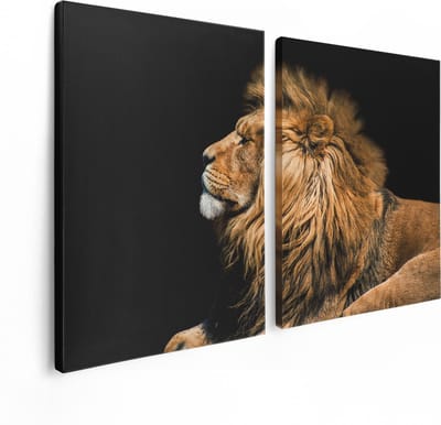 Artaza Canvas Schilderij Tweeluik Leeuw - 120x80 - Foto Op Canvas - Canvas Print