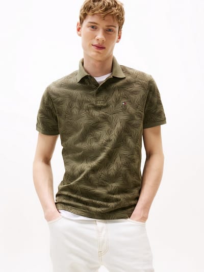 Tommy Hilfiger polo groen geprint katoen normale fit
