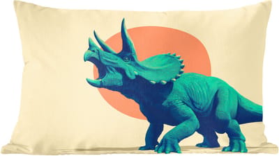 Sierkussens - Kussentjes Woonkamer - 60x40 cm - Triceratops - Cirkel - Oranje - Hoorns