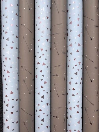 Cadeaupapier Verjaardag Strepen & Pijlen mix van 6 luxe rollen 200x70cm – Inpakpapier- Breedte 70 cm - 2m lang