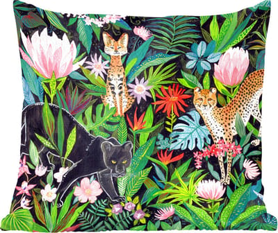 Sierkussens - Kussentjes Woonkamer - 60x60 cm - Jungle - Dieren - Bladeren - Bloemen
