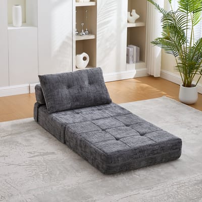Lemlit Opklapbare slaapbank - 79x79x57 cm - slaapbank met kussens opklapbaar matras met rugleuning - draagbare opklapbank - comfortabele vloerbank