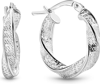 Juwelier Emo - Wokkel Oorbellen Zilver met Meandros bewerking – Zilver 925 - Diameter 18 MM