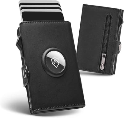Super Compact Pop Up Portemonnee voor Mannen met AirTag, Geschikt voor 12 Kaarten, RFID Bescherming, Minimalistisch Design