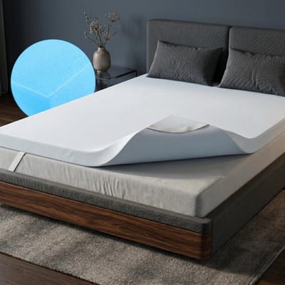 Matrastopper 90 x 200 cm - Hoogte 5 cm - Gelschuim - Wasbare hoes - Drukontlasting - Geschikt voor alle matrassen - Matras
